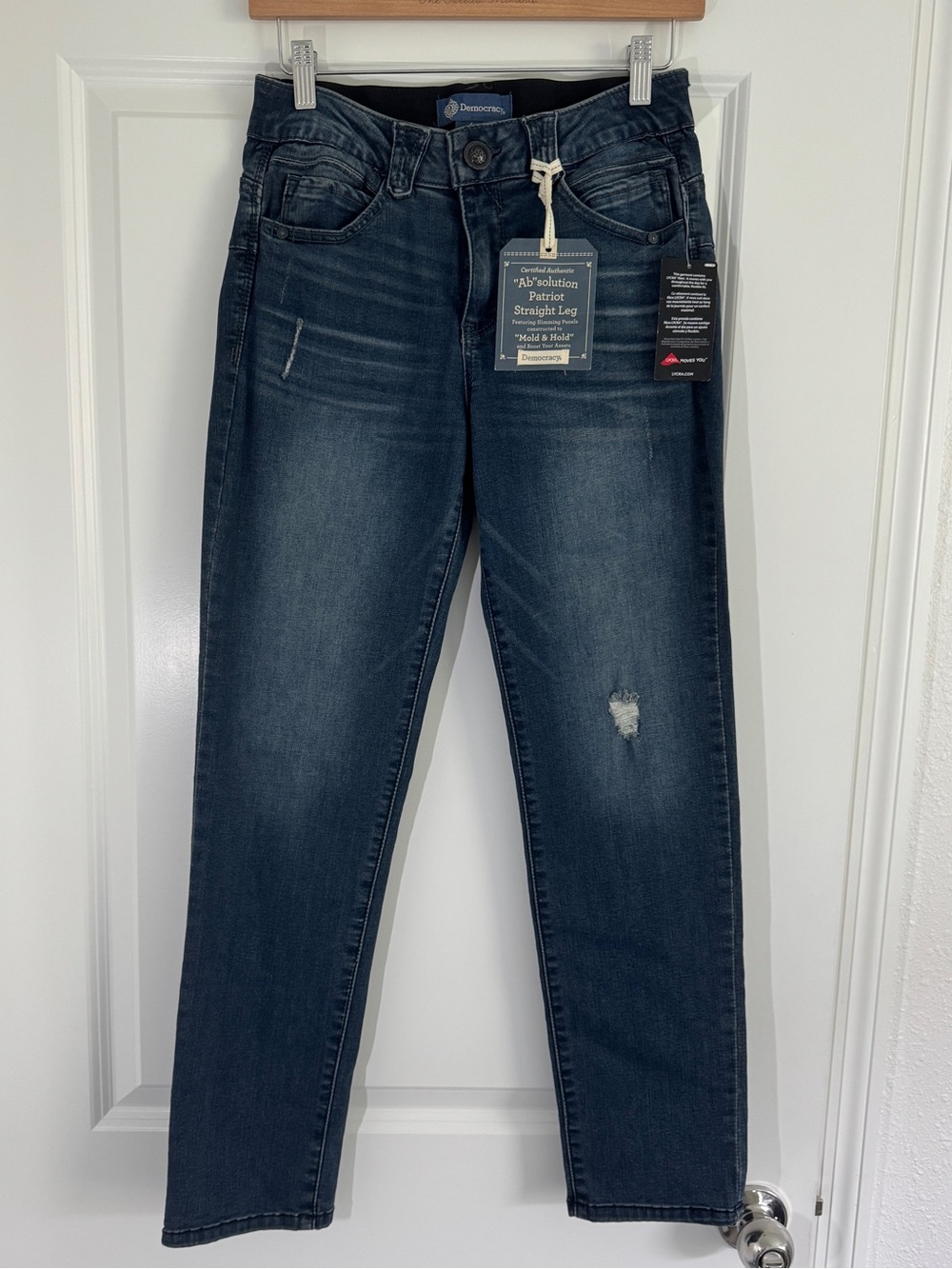 NWT Democracy “Ab”solution Patriot Straight Leg Blue Jeans